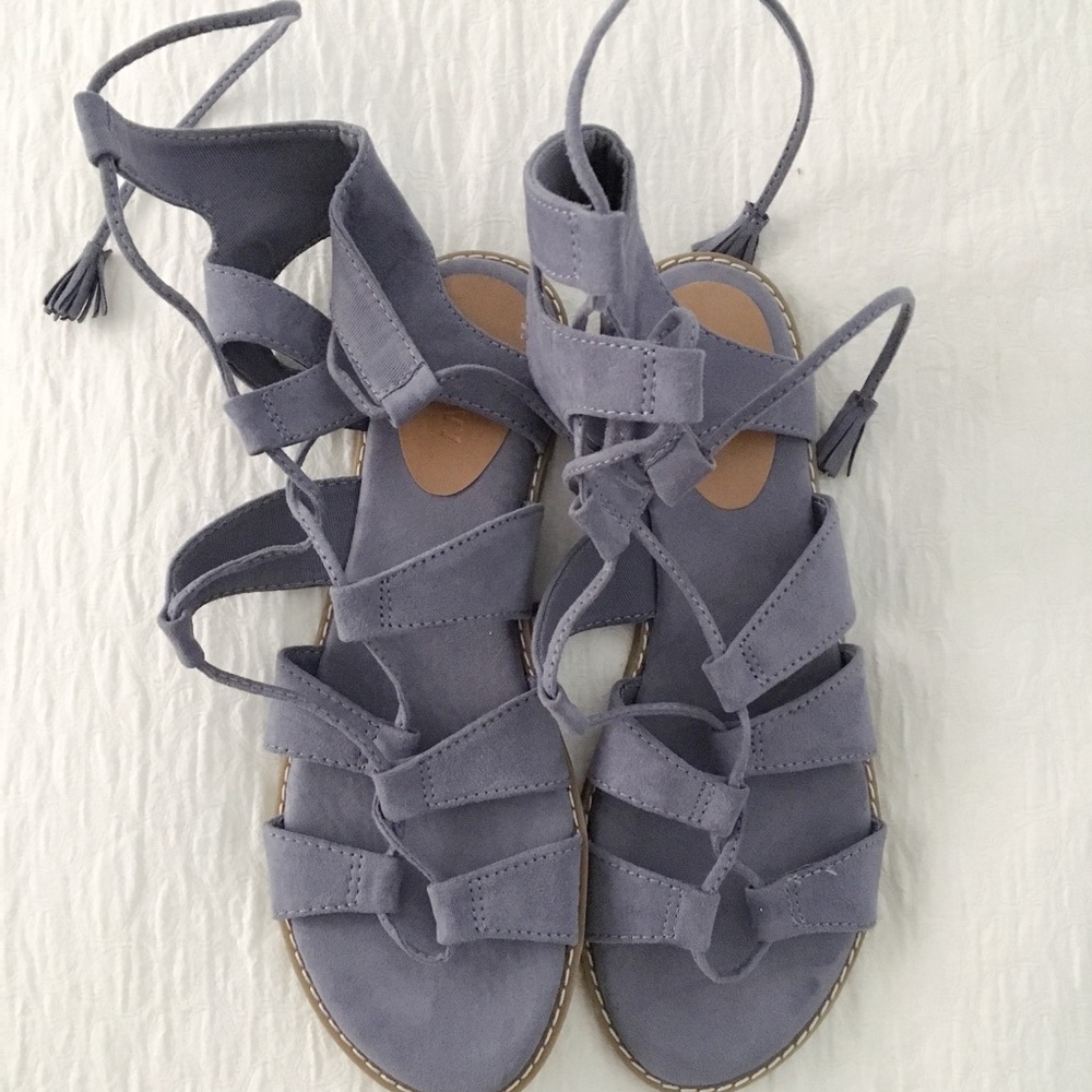 Blue Lace Up Sandals